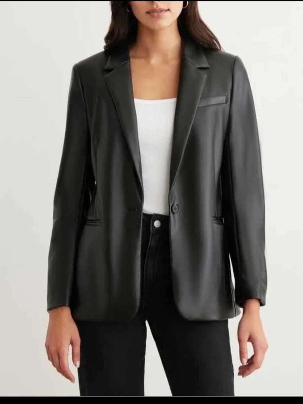 Dynamite Black Faux Leather Blazer